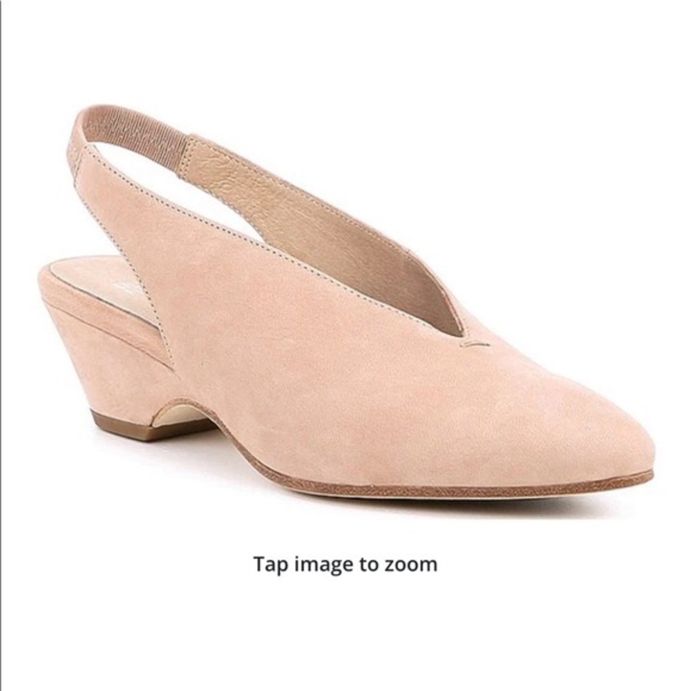 Eileen Fisher Gatwick Nubuck Slingback Block Heel Pumps latte sz 9 leather